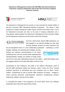 Department of Management and Neu-Ulm HNU MBA International Extension