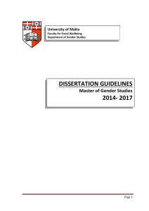 DISSERTATION GUIDELINES 2014- 2017 Master of Gender Studies University of Malta