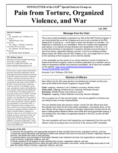 Pain from Torture, Organized Violence, and War NEWSLETTER of the IASP