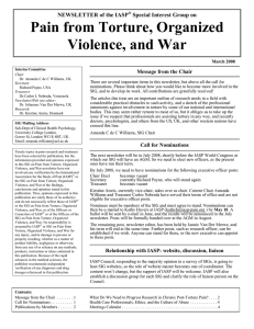 Pain from Torture, Organized  Violence, and War  NEWSLETTER of the IASP  Special Interest Group on 