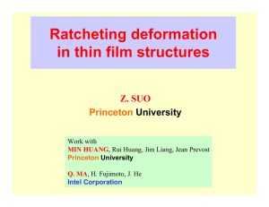 Ratcheting deformation in thin film structures Z. SUO Princeton