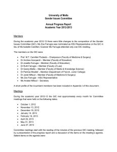 University of Malta Gender Issues Committee Annual Progress Report Academic Year 2012-2013