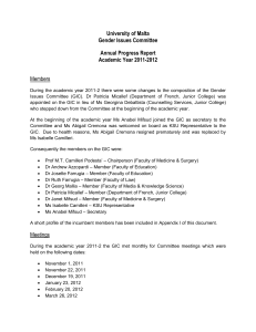 University of Malta Gender Issues Committee Annual Progress Report Academic Year 2011-2012