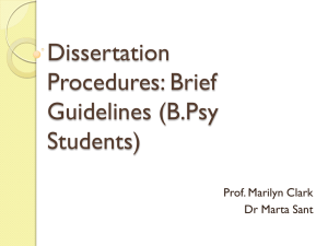 Dissertation Procedures: Brief Guidelines (B.Psy Students)