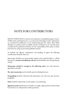 NOTE FOR CONTRIBUTORS