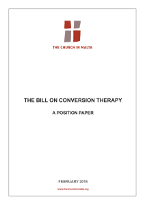 THE BILL ON CONVERSION THERAPY A POSITION PAPER FEBRUARY 2016