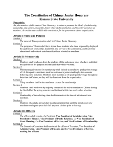 The Constitution of Chimes Junior Honorary Kansas State University Preamble: