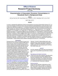 Research Project Summary Office of Science Characterization of Hexavalent Chromium Concentrations in