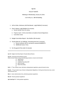 Agenda FACULTY SENATE Meeting on Wednesday, January 19, 2011