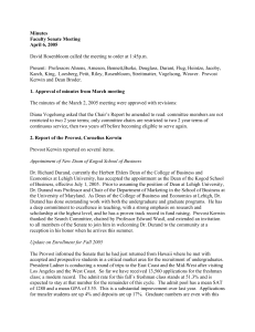 Minutes Faculty Senate Meeting April 6, 2005