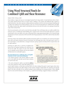 Using Wood Structural Panels for Combined Uplift and Shear Resistance