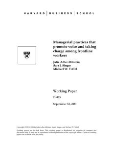 Managerial practices that promote voice and taking charge among frontline workers