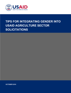 TIPS FOR INTEGRATING GENDER INTO USAID AGRICULTURE SECTOR SOLICITATIONS