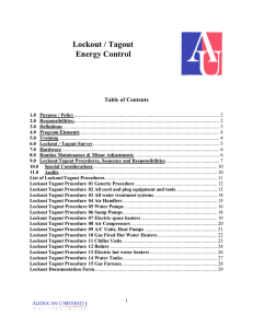 Lockout / Tagout Energy Control Table of Contents
