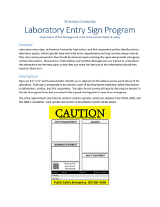 Laboratory Entry Sign Program American University Purpose