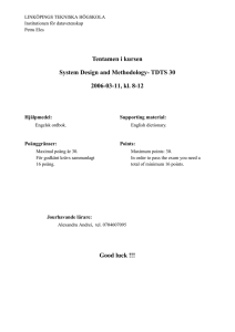Tentamen i kursen System Design and Methodology- TDTS 30, 2006-03-11,... Du kan skriva på svenska eller engelska! LINKÖPINGS TEKNISKA HÖGSKOLA