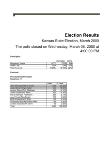 Election Results Kansas State Election, March 2000 4:00:00 PM
