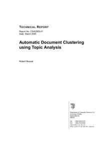 Automatic Document Clustering using Topic Analysis T R