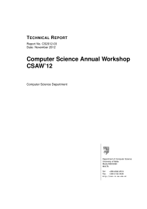 Computer Science Annual Workshop CSAW’12 T R