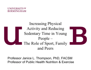 Increasing Physical Activity and Reducing Sedentary Time in Young People –