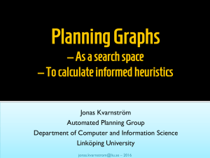 Planning Graphs -- As a search space -- To calculate informed heuristics