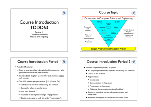 Course Introduction TDDD63 Course Topic