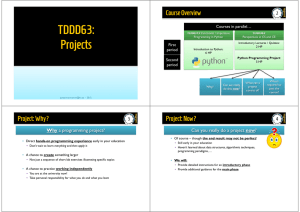 TDDD63: Projects Course Overview 2