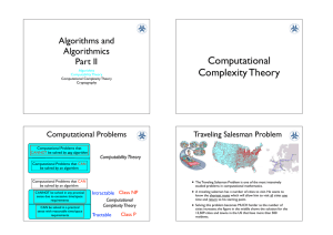 Computational Complexity Theory Algorithms and Algorithmics