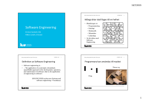 Software Engineering Många bitar skall fogas till en helhet 10/7/2015