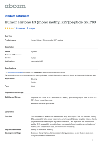 Human Histone H3 (mono methyl K27) peptide ab1780 Product datasheet 1 Abreviews