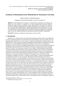 Synthesis of Molybdenum from Molybdenite by Mechanical Activation Behrooz Ghasemi