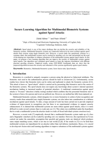 Secure Learning Algorithm for Multimodal Biometric Systems against Spoof Attacks Zahid Akhtar