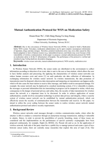 Mutual Authentication Protocol for WSN on Medication Safety Hsuan-Hsun Wu Abstract