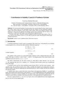 Contribution to Stability Control of Nonlinear Systems Ivan Svarc, Radomil Matousek