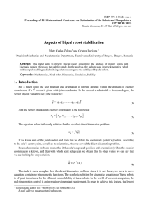 Aspects of biped robot stabilization Mate Csaba Zoltan and Cristea Luciana