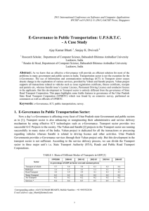 E-Governance in Public Transportation: U.P.S.R.T.C. - A Case Study Ajay Kumar Bharti