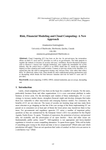 Risk, Financial Modeling and Cloud Computing: A New Approach Anastassios Gentzoglanis