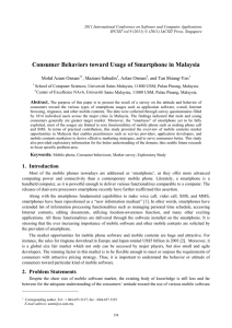 Consumer Behaviors toward Usage of Smartphone in Malaysia Mohd Azam Osman