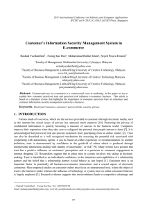 Customer’s Information Security Management System in E-commerce Rashad Yazdanifard