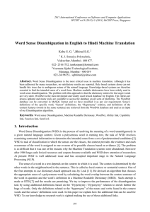 Word Sense Disambiguation in English to Hindi Machine Translation ,Bhirud S.G.