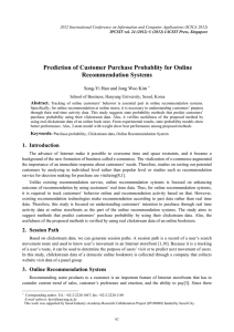 Prediction of Customer Purchase Probablity for Online Recommendation Systems