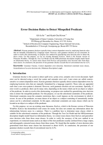 Error Decision Rules to Detect Misspelled Predicate Gil-Ja So and Hyuk-Chul Kwon