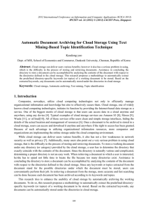 Automatic Document Archiving for Cloud Storage Using Text Keedong yoo Abstract.