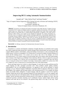 Improving HCCA using Automatic Summarization Seemab Latif , Mary McGee Wood