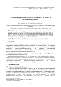 Customer Segmentation based on Modified RFM Model in the Insurance Industry
