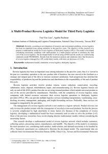 A Multi-Product Reverse Logistics Model for Third Party Logistics Tsai-Yun Liao