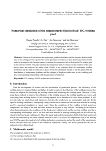 Numerical simulation of the temperaturbe filed in fixed-TIG welding pool Huang Pengfei