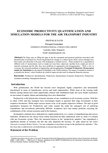 ECONOMIC PRODUCTIVITY QUANTIFICATION AND SIMULATION MODELS FOR THE AIR TRANSPORT INDUSTRY