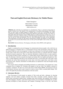 Thai and English Electronic Dictionary for Mobile Phones Chakrit Saengkaew  Abstract.