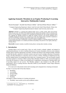 Applying Semantic Metadata in an Engine Producing E-Learning Interactive Multimedia Content